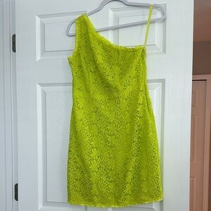 The Limited One-Shoulder Lime Lace Dress